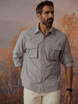 Andamen - Grey Solid Relaxed Fit Shirt
