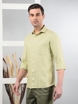 CRIMSOUNE CLUB - Green Solid Slim Fit Shirt