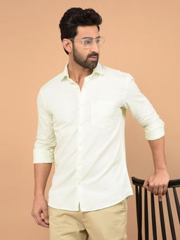 CRIMSOUNE CLUB - Green Self Design Slim Fit Shirt