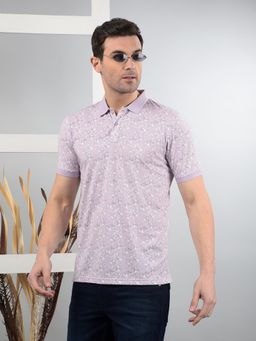 CRIMSOUNE CLUB - Purple Floral Slim Fit Polo T-Shirt