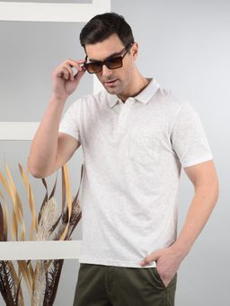 CRIMSOUNE CLUB - White Printed Slim Fit Polo T-Shirt