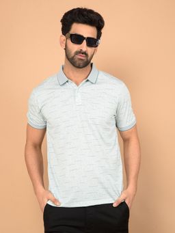 CRIMSOUNE CLUB - Green Printed Slim Fit Polo T-Shirt