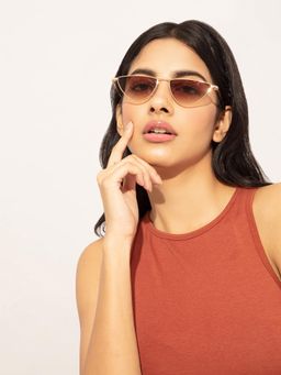 Twenty Dresses by Nykaa Fashion - Gold Brown Triangular Sunglasses