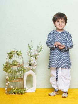 AJ Dezines - Boys Cotton Printed Blue Kurta with Dhoti (Set of 2)