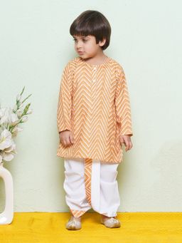 AJ Dezines - Boys Cotton Printed Yellow Kurta with Dhoti (Set of 2)