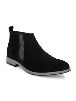 Hitz - Men's Black Leather Ankle Boot Shoes with Zip Closure