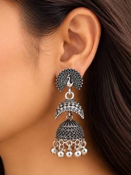 VIRAASI - Silver Oxidised Jhumka