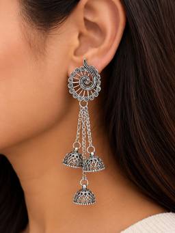 VIRAASI - Silver Oxidised Jhumka
