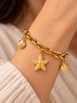 VIRAASI - Gold-Toned Starfish Charm Chain Bracelet