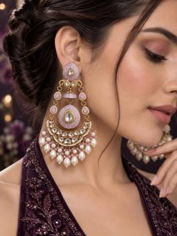 Zaveri Pearls - Purple Meenakari Stones Cluster Beads Drop Dangle Earring-Zpfk22805