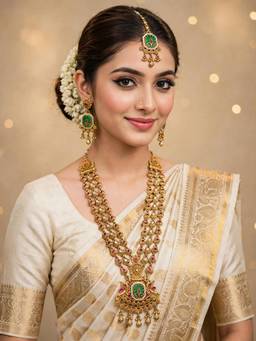 Zaveri Pearls - Pink Green Stones Beads Necklace Earring and Maangtikka Set-Zpfk23006
