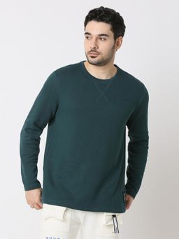 Spykar - Men Slim Fit Solid Blue Casual T-Shirt