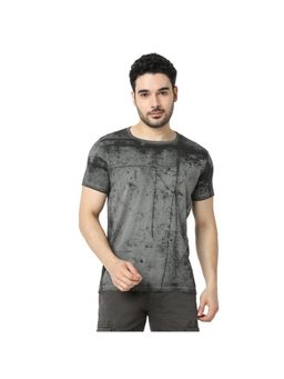 Spykar - Men Grey Slim Fit Half Sleeve Round Neck Printed Casual T-Shirt