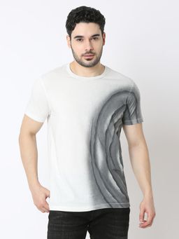 Spykar - Men Slim Fit Printed Grey Casual T-Shirt