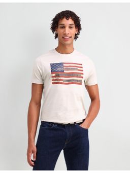 U.S. Polo Assn. Denim Co. - Denim Co. Graphic White Half Sleeves Round Neck T-Shirt