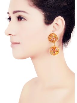 ORNAMAAS - Gold Plated Redolance Pink Blush Earrings