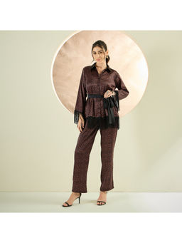 First Resort by Ramola Bachchan - Brown Animal Print Co-Ord (Set of 3)