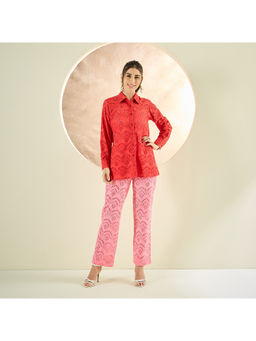 First Resort by Ramola Bachchan - Eyelet Self Design Co-Ord (Set of 2)