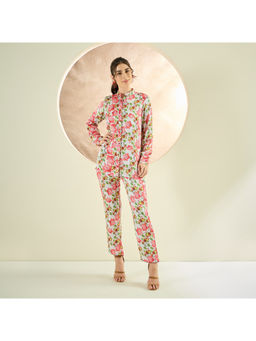 First Resort by Ramola Bachchan - Pink Floral Print Co-Ord (Set of 2)