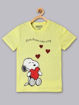Kidsville - Kids Girls Peanuts Yellow Printed T-Shirt