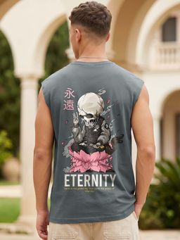 Bewakoof - Men's Grey Eternity Graphic Boxy Fit Tank