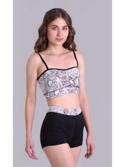 Keepfit - Women Grey Printed Swimwear Crop Top and Boyshorts