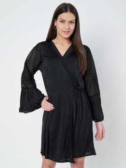 KOI SLEEPWEAR - Black Midnight Bliss Nightdress with Lace Robe