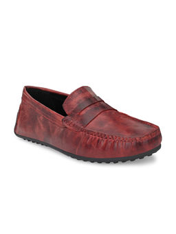 CARLO ROMANO - Crater Leather Red Slip On Driving Moccasins