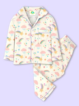 Fancy Fluff - Pure Cotton Off-White Shirt and Pyjama