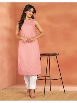 Fabindia - Women Pink Cotton Long Kurta