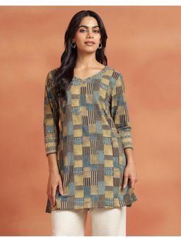 Fabindia - Women Green Cotton Ajrakh Short Kurta