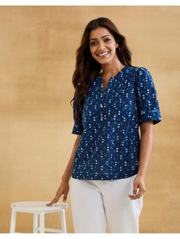 Fabindia - Indigo Cotton Dabu Top