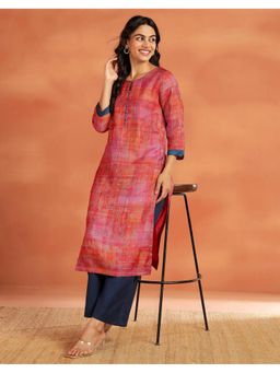Fabindia - Women Magenta Silk Long Kurta