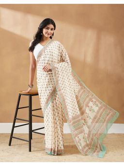 Fabindia - Natural Cotton Hand Block Print Saree