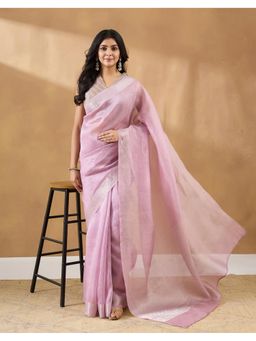 Fabindia - Purple Linen Blend Saree
