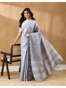 Fabindia - Grey Silk Blend Saree