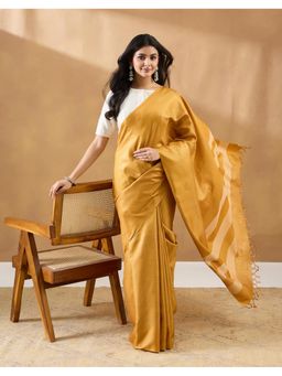 Fabindia - Mustard Silk Blend Saree