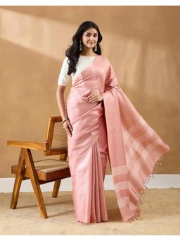 Fabindia - Orange Silk Blend Saree
