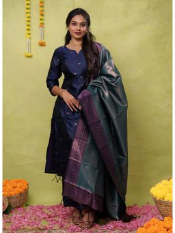 Kedar Fab - Women Art Silk Blue Kurta With Pant & Dupatta