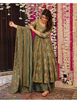 Kedar Fab - Women Green Full Patti Kurta With Palazzo & Dupatta