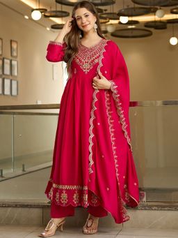 Kedar Fab - Women Pink Kent Kurta With Pant & Dupatta