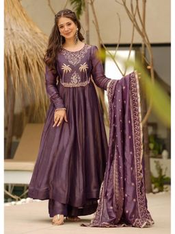 Kedar Fab - Women Purple Navratna Kurta With Palazzo & Dupatta