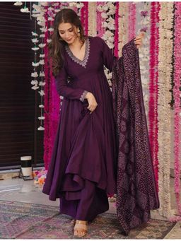 Kedar Fab - Women Purple Taara Kurta With Palazzo & Dupatta