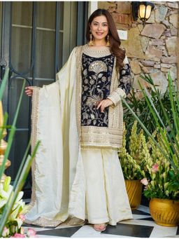 Kedar Fab - Women Off White Dhurandhar Kurta With Palazzo & Dupatta