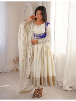 Kedar Fab - Women Off White Paridhan Kurta Koti With Pant & Dupatta