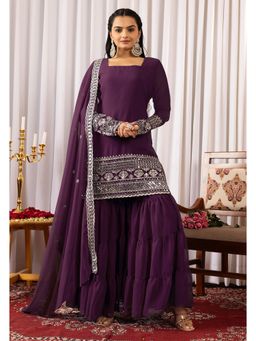 Kedar Fab - Women Purple Pakiza Kurta With Sharara & Dupatta