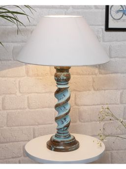 Homesake - Rope Blue Bedside Table Lamp White Cone