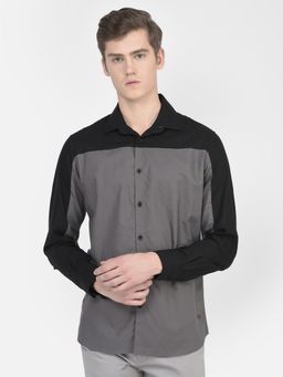 CRIMSOUNE CLUB - Men Grey Colour Blocked Shirt