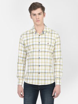 CRIMSOUNE CLUB - Men Beige Checkered Shirt