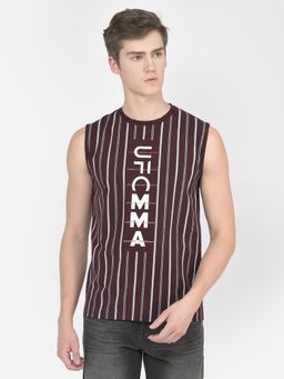 CRIMSOUNE CLUB - Mens Wine Striped Tank T Shirt